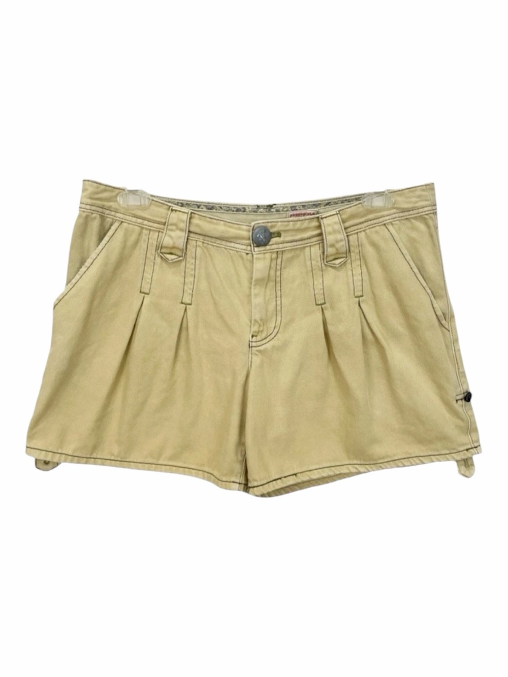 Vintage Free People Y2K Camel Tan Utility Shorts Button Tab Size 12 Large